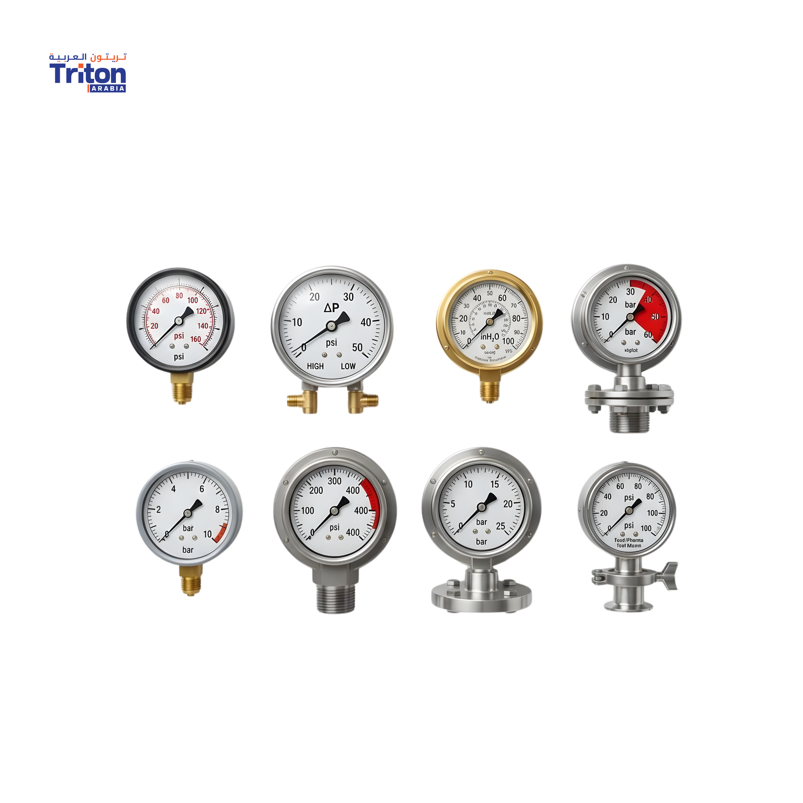 Pressure Gauges: Standard, Differential, Low Range, Diaphragm, Economical, Threaded, Flanged, Sanitary